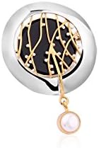 Simple and Spectacular, Pure 925 Sterling silver Pendant cum Brooch with partly gold plated finish, embedded with Black Onyx and Pearl
