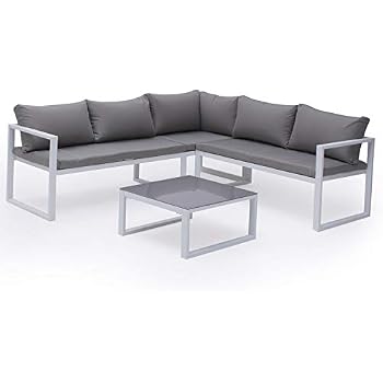 Salon De Jardin Modulable Ibiza En Tissu Gris 4 Places