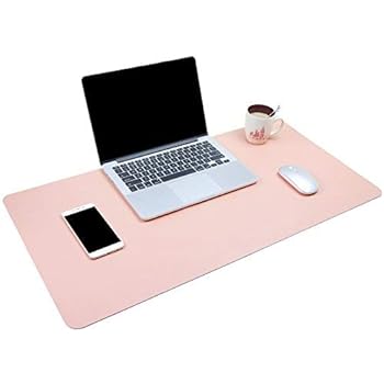 Tappetino Per Mouse Da Scrivania Ultra Sottile 80x40 Cm - Impermeabile E Antiscivolo, Proteggi Tavolo Per Ufficio E Casa (Bianco/Khaki)