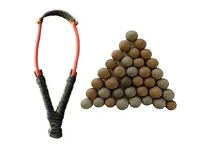 Das Departmental Store Rubber & Wood Catapult/Slingshot/Gulel/Gulati/Shikaar Black Colour for Game with 100 Ball)
