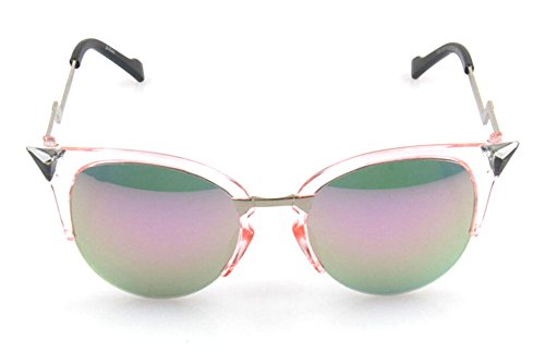 Wawoo®Ladies Fashion Sunglasses Reflective Cat Triangle Transparent UV400 Protection Crystal Mirror Framed Glasses Visible Perspective 99%