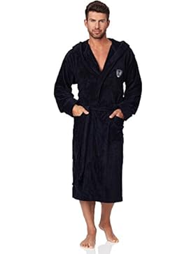 L&L Lange Herren Bademantel mit Kapuze Ivo Long