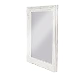 Wandspiegel mit weiß lackiertem Holzrahmen im modernen Vintage-Barockstil; perfekt für Badezimmer, Flur, Garderobe, etc.
