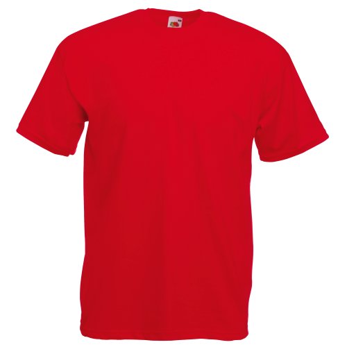 Fruit of the Loom - Camiseta Básica de Manga Corta Modelo Valueweight - Hombres (L/Rojo)