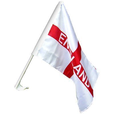 Toyland® Pack of 2 - England Car Flag - 18" x 11" - Red and White - Polyester - Foldable - Lightweight - St. George's Day