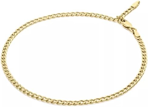9ct YELLOW Solid GOLD Adjustable Anklet 25.5cm/ 10inch hallmarked UK Gift Boxed + FREE Gift Town Talk Gold Cloth