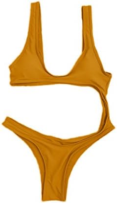 QiuLan Women Ladies Swimwear Sexy Solid Color One Piece Swimsuit Bathing Suit