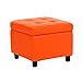 Produktbild Fußhocker Polsterhocker Premium-Qualität Komfort Multifunktionaler Fußhocker mit Deckel Square Storage Ottomane 4 Beine Gepolsterte Fußstütze PU - Ledersitz Erhältlich in Orange für Wohnzimmer | Flur