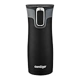 Contigo - Tasse de voyage en acier inoxydable à fermeture hermétique automatique AUTOSEAL, avec couvercle facile à nettoyer, Acier inoxydable, Matte Black, 16OZ