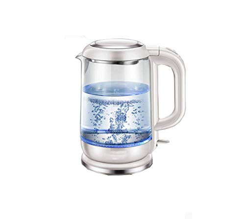 AA-SS Bouilloire d'bullition Rapide Rapide en Verre Clair - verseuse  Del Bleue sans Fil DE 1,5 L avec Base pivotante et Couvercle pivotant