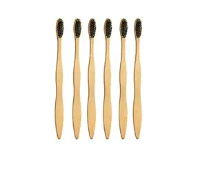 Fllik Set Of 6 Eco-Friendly Bamboo Tooth Brushes with very soft bristles For Boys And Girls