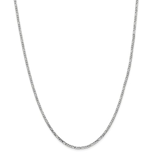 14k White Gold 2.25mm Flat Link Figaro Necklace Chain Pendant Charm Fine Jewellery Gifts For Women For Her