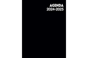 Agenda Scolaire 2024 2025 : Organisateur semainier, 1 semaine sur 2 pages. Primaire, Collège, Lycée. Filles et garçons. Couverture noire