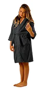 BY LORA Personalized Gift Kid Robe Bathrobe Terry Microfiber Bathrobe, Robe for Boys, Girls Teenagers, Charcoal, X-Large Size