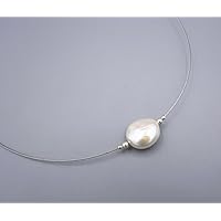 Damen Halskette mit weißer Perle und 925 Silber - Perlenkette in weiß - Beads-in-Fashion