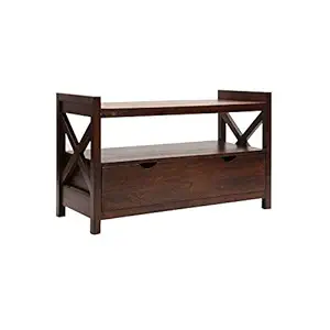 Unique Furniture Sheesham Wood TV Stand Entertainment Unit for Home with Drawer | Walnut Finish