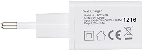 AmazonBasics – Netzteil / Ladegerät mit 1 USB-Anschluss, 2,4 A, Weiß - 4