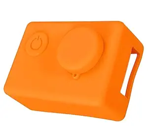 Brain Freezer Soft Skin Silicone Camera Case Housing with Protective Lens Cover Cap Compatible with SJcam SJ4000 WiFi Orange
