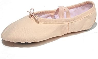 X2X Soft Canvas Ballet Dance Split Shoes Indoor Sports Gymnastic Pilates Yoga Slippers for Kids and Adults in Different Size (8 UK, Light Pink)