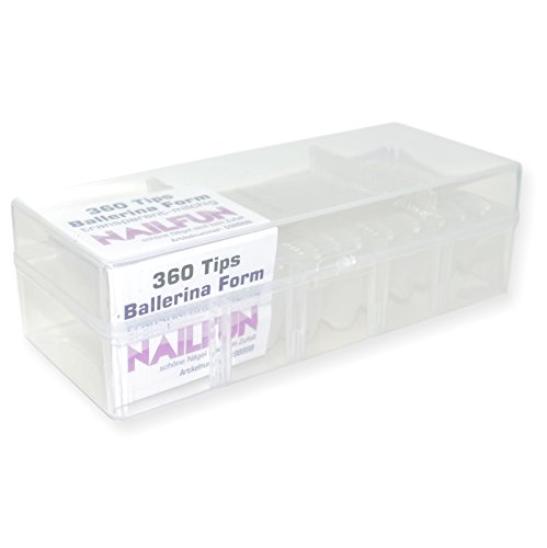 Ballerina Kunstnägel Tips, 360 Stück Packung, transparent-milchig in Aufbewahrungsbox - 3