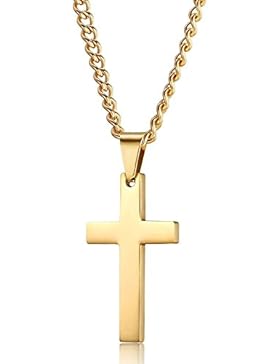 Jstyle kreuz anhänger aus Edelstahl Kreuzanhänger Goldfarbe mit 60cm Halskette für Herren Damen Frauen