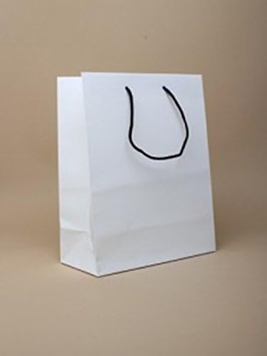 12 Pack Natural Paper Gift Bag Party Bags Cord Handles Crafts Wholesale Bulk Buy (Medium H23xW18xD9cm)