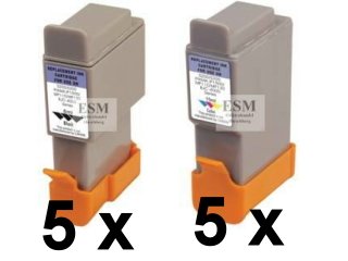 10 Druckerpatronen Canon i250 i320 i350 i450 i450 i455 i470D i475D / Canon s100 S200 S300 S330 s5000 / Canon Pixma iP1000 iP1500 iP2000 MP110 MP130 / Canon SmartBase MP360 MP360S MP370 MP390 MPC190 MPC190S MPC200 / Canon Fax B180 B210C 215C B230C B740 / Canon BJC-2000 BJC-2100 BJC-4000 BJC-4200 BJC-4200 Photo BJC-4300 BJC-4300Photo BJC-4400 BJC-4550 BJC-4650 BJC-5000 BJC-5100 BJC-5500 Sie bekommen 5 x Schwarz und 5 x Color Einzelpatronen im Shop kompatibel