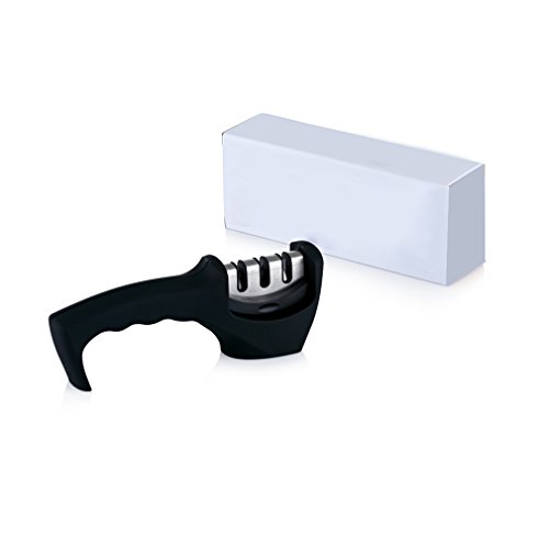 Anten® Multifunktions Manuell Messerschärfer Messerschleifer mit 3 Stufen für Schere Messer für aller Größen(Schwarz) - 6