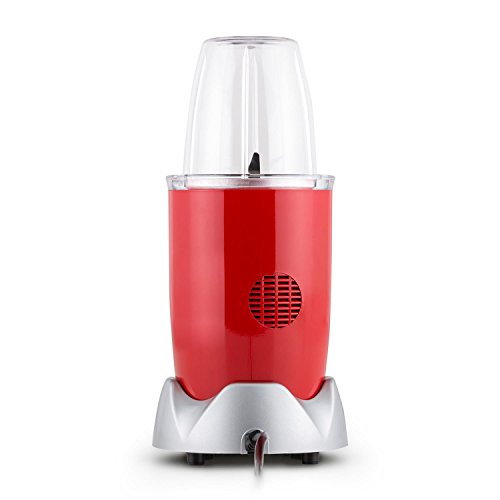 Klarstein • NutriRocket • Standmixer • Smoothie Maker • Minimixer • Küchenmixer • 700 Watt • bis zu 1 Liter Fassungsvermögen • drei Mixbecher • zwei Handgriffe • zwei Frischhaltedeckel • Edelstahlklingen • 1x Kreuzklinge • 1x Flachklinge • rot - 6
