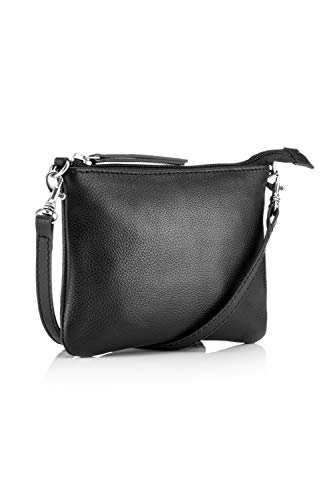 The Handbag Edit - Crossbody Pouch, Bolsos bandolera Mujer, Negro (Black Leather), 1x17x13 cm (W x H L)