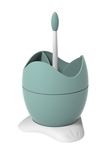 BIESSE Escurrecubiertos con Base Contenedora y Asa, Verde Agua, 15x15x26.5 cm