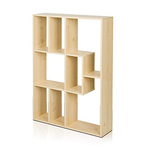 HM&DX Holz Bücherregal Bücherschrank 8-Cube Aufbewahrungsregal Vielseitige Bücherregal wandregal Vitrinen Für Home Office-Ahorn