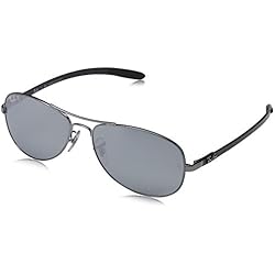 Ray-Ban Rb8301 Gafas de sol, Aviador, Polarizadas, 56, Shiny Gunmetal