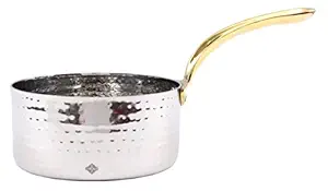 Indian Art Villa Stainless Steel Fry Pan With Brass Handle, Used As Serving Home Resturant, Silver (630 Ml)