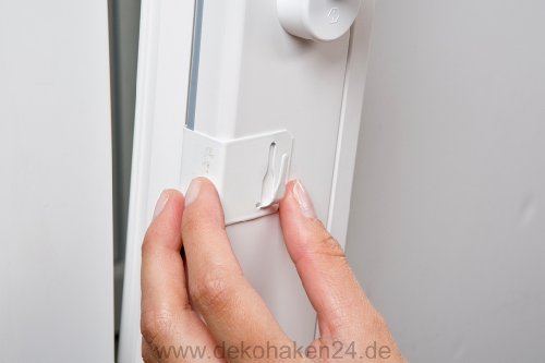 2x Fensterhaken für Gardinenstangen Vitragenstangen Weiß 12-15mm - 3