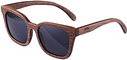 AMEXI Handmade Men's Sunglass Wooden Sunglasses with Black Polarized Lenses UV400 Square Outdoor Sunglass (Black)