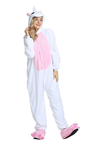 KiKa Monkey Flanella Unicorn Cartoon animali della novità di Natale Cosplay Pigiama (M, Ala-rosa)
