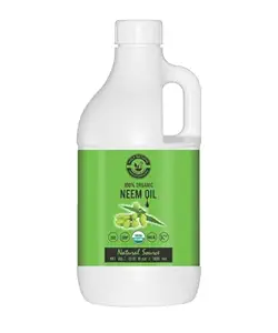 Holy Natural Organic Neem Oil (1000ml) USDA Certified Cold-Pressed, 100% Pure, No GMO, Chemical Free, For Moisturizing & Healing, Dry Skin, and Hair Growth.