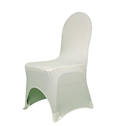 Befied Stuhlhussen 100 Stück Stuhl Husse Universal Stretch Stuhlüberzug Weiß für Hochzeit, Party, Bankett (100 (45 x 45 cm)) - 3