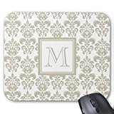 Preisvergleich Produktbild Ihr Monogramm, Beige Damast Muster 2 Mauspad