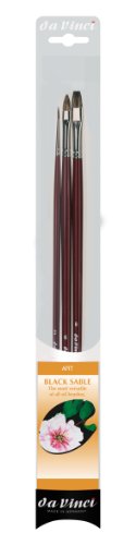 5015 ruso Da Vinci Black Sable aceite 3 juego de pinceles de fibra para de pintura al óleo