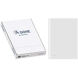 Dohe 90584 - Pack de 100 fundas multitaladro, folio, Cristal