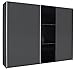 Produktbild Schwebetürenschrank grau metallic schwarz 2 Türen B 261 Jugendzimmer Schlafzimmer Kleiderschrank Wäsche Schrank Schiebetürenschrank