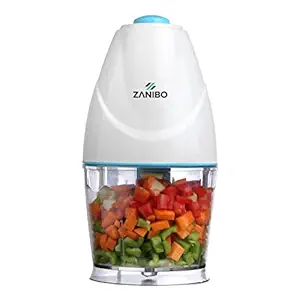 Zanibo ZEH-250 Electric Vegetable & Fruit Chopper for Kitchen Electric Chopper with 600 ml Capacity (White, 250 Watts)