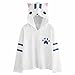 Produktbild Damen Hoodie Pullover Btruely Frau Herbst Hooded Sweatshirt Mode Langarm Katze Ohr Niedlich Tops (L, Weiß)