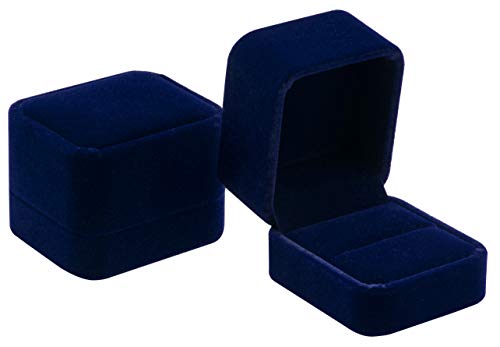 POKOFO Classic Velvet Engagement Ring Box Earring Jewelry Case Gift Box (Blue)