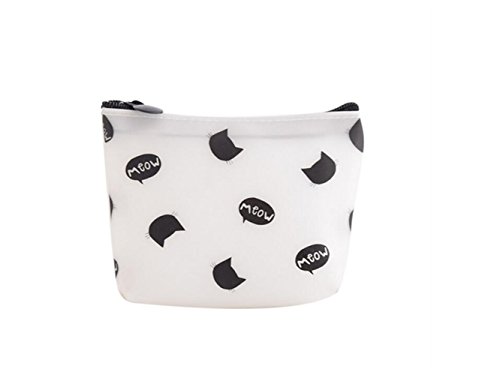 Preisvergleich Produktbild YHGYhbhn Groß Cartoon Katze Aufbewahrungstasche Brieftasche Kleine Geldbörse Cute Silikon Wallet_White + Black