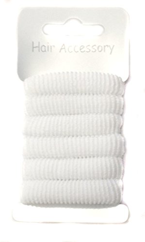 Allsorts® Card of 6 White Soft Ponios Hair Accessories Hair Bobbles Bands
