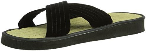 DEPICE Zoris - Mat Sandals - Rice Straw - Black/Plain Brown Schwarz/Natur Size:38 (EU)