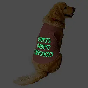 Ruse.Pet Cute Butt Psycho Glow in The Dark Printed Round Neck Sleeveless Vest Tank T-Shirt/Tees for Small,Big Dog Clothes Summer Apparel./X-Small (New Born Puppy)